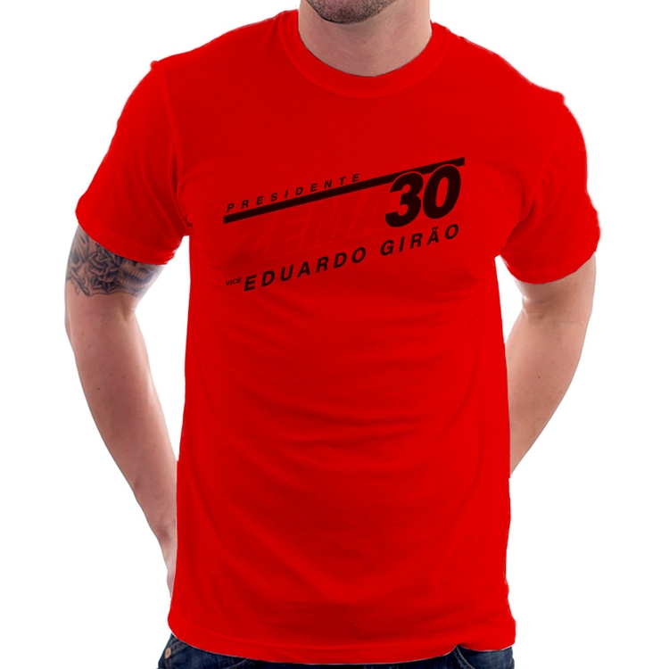 Camiseta Romeu Zema Presidente 30 Novo - Vermelha