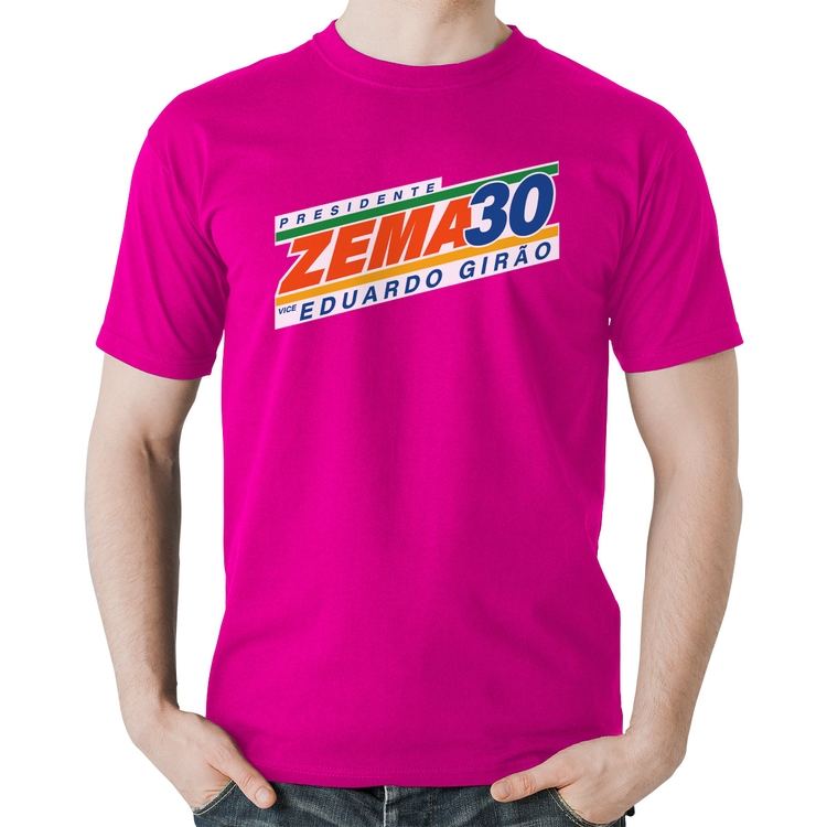 Camiseta Algodão Romeu Zema Presidente 30 Novo - Rosa