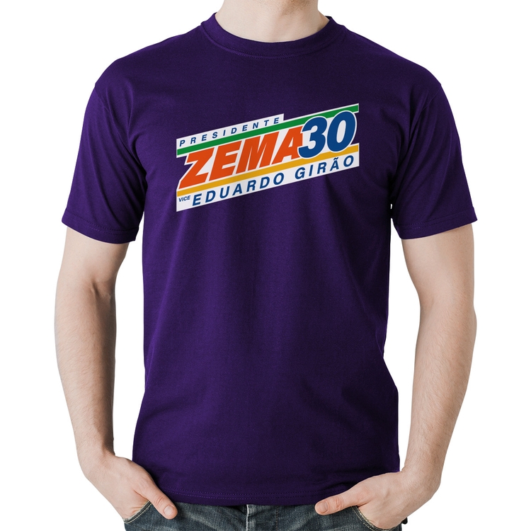 Camiseta Algodão Romeu Zema Presidente 30 Novo - Roxa