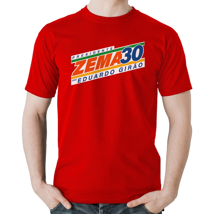 Camiseta Algodão Romeu Zema Presidente 30 Novo - Vermelha