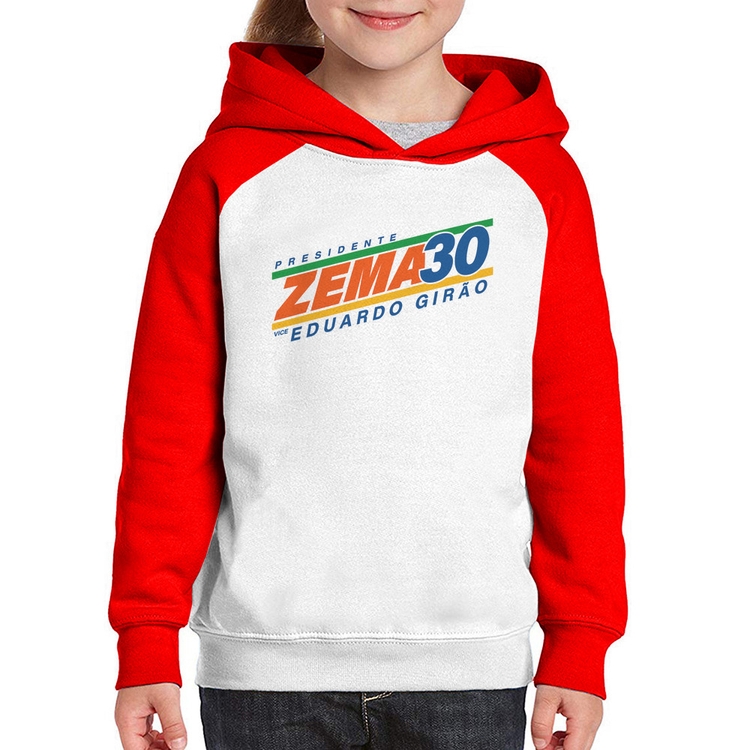 Moletom Infantil Romeu Zema Presidente 30 Novo - Branco/Vermelho
