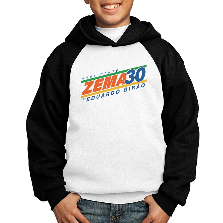 Moletom Infantil Romeu Zema Presidente 30 Novo - Branco/Preto