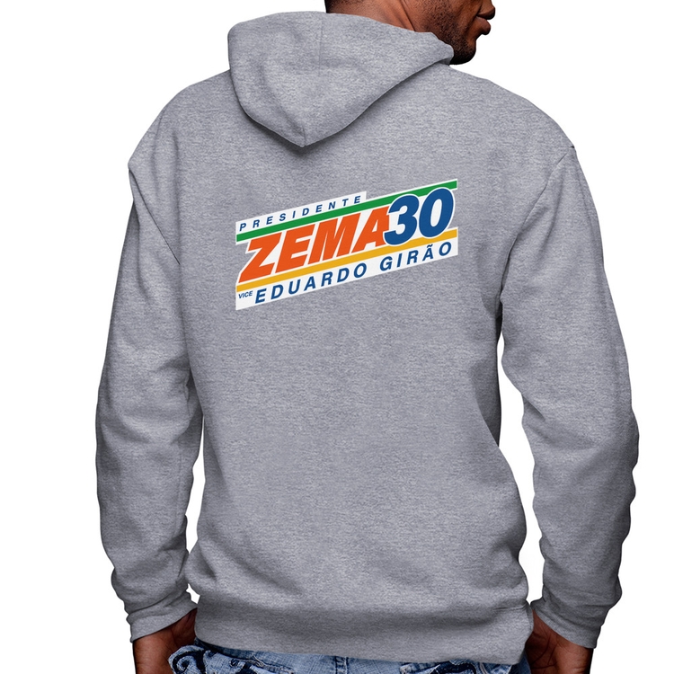 Blusa Moletom Romeu Zema Presidente 30 Novo Masculina com Capuz e Zíper - Mescla