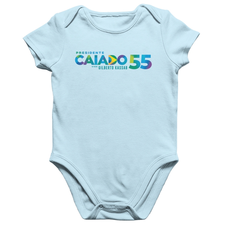 Body Bebê Algodão Ronaldo Caiado Presidente 2026 PSD 55 - Azul Bebê