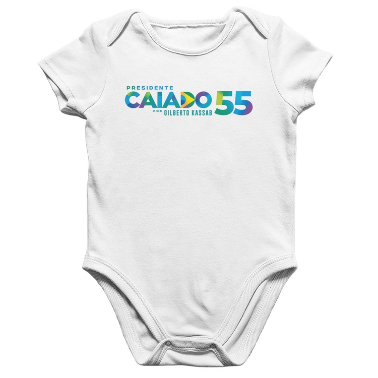 Body Bebê Algodão Ronaldo Caiado Presidente 2026 PSD 55 - Branco