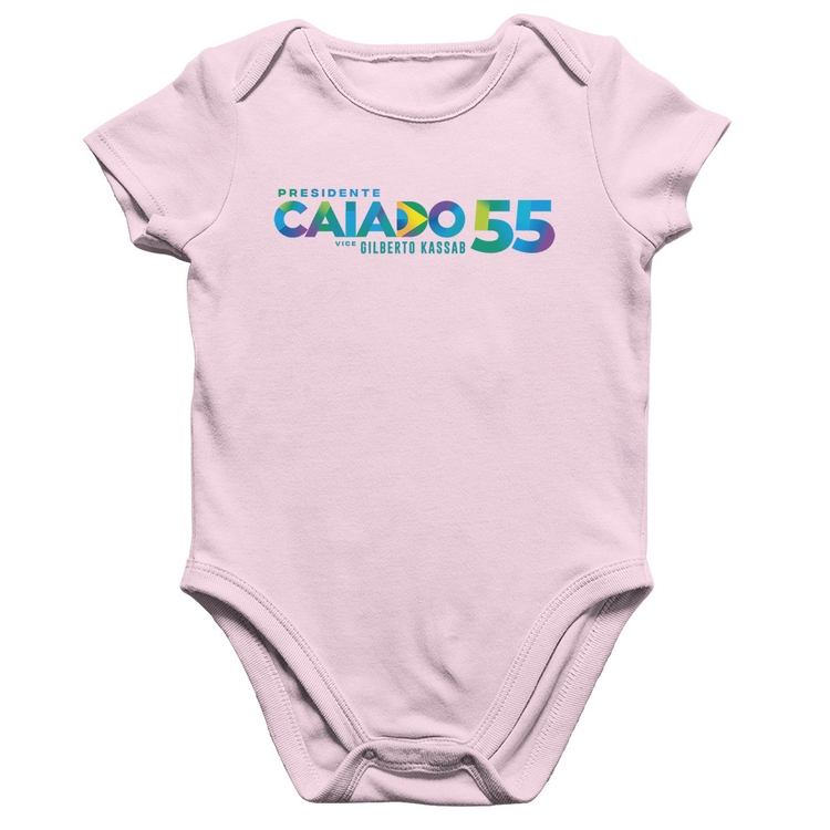 Body Bebê Algodão Ronaldo Caiado Presidente 2026 PSD 55 - Rosa Bebê