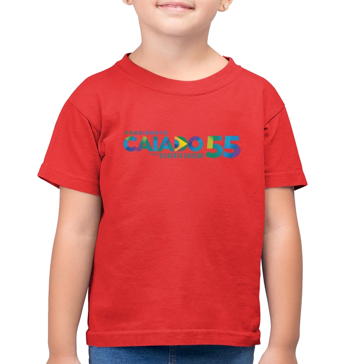 Camiseta Algodão Infantil Ronaldo Caiado Presidente 2026 PSD 55 - Vermelha
