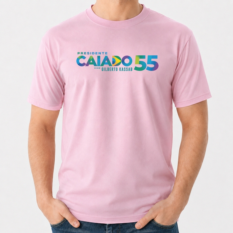 Camiseta Algodão Ronaldo Caiado Presidente 2026 PSD 55 - Rosa Bebê