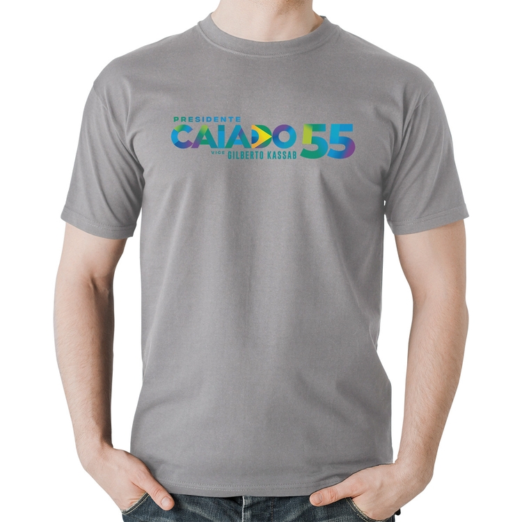 Camiseta Algodão Ronaldo Caiado Presidente 2026 PSD 55 - Cinza
