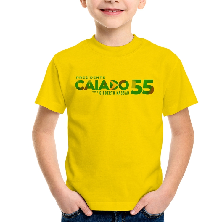 Camiseta Infantil Ronaldo Caiado Presidente 2026 PSD 55 - Amarela
