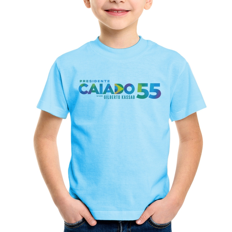 Camiseta Infantil Ronaldo Caiado Presidente 2026 PSD 55 - Azul Bebê