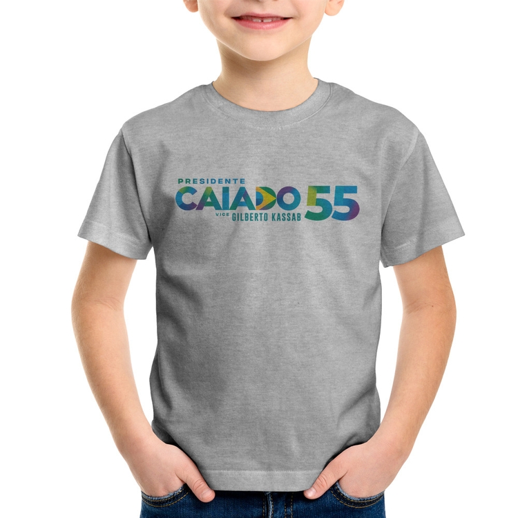 Camiseta Infantil Ronaldo Caiado Presidente 2026 PSD 55 - Cinza