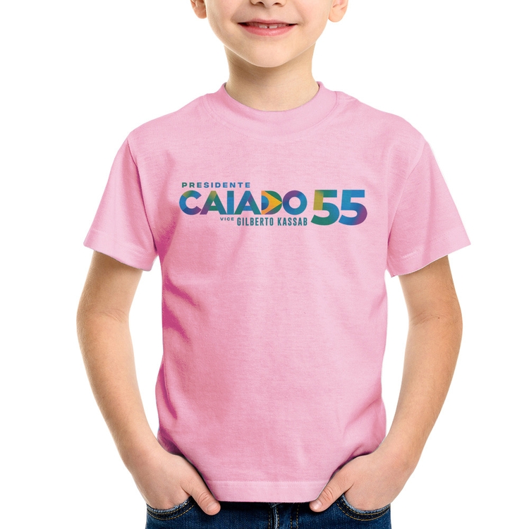 Camiseta Infantil Ronaldo Caiado Presidente 2026 PSD 55 - Rosa Bebê