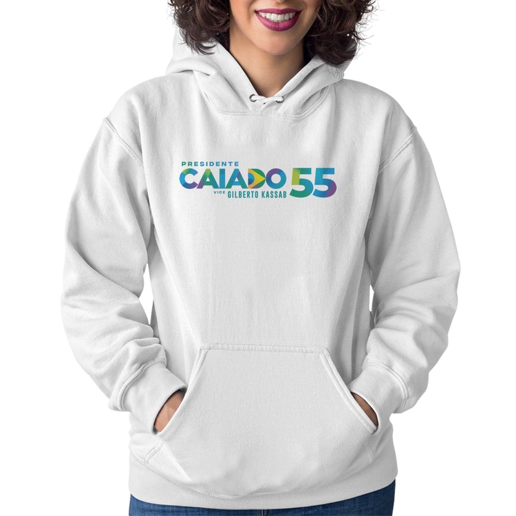 Moletom Feminino Ronaldo Caiado Presidente 2026 PSD 55 - Branco