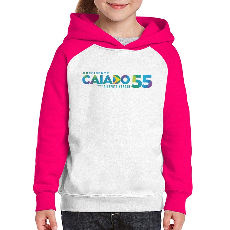 Moletom Infantil Ronaldo Caiado Presidente 2026 PSD 55 - Branco/Rosa