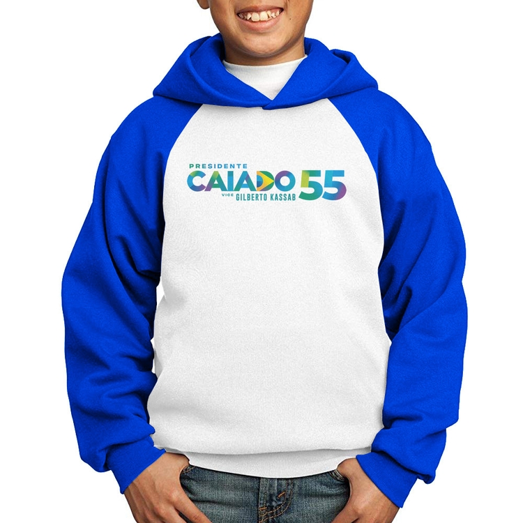 Moletom Infantil Ronaldo Caiado Presidente 2026 PSD 55 - Branco/Azul