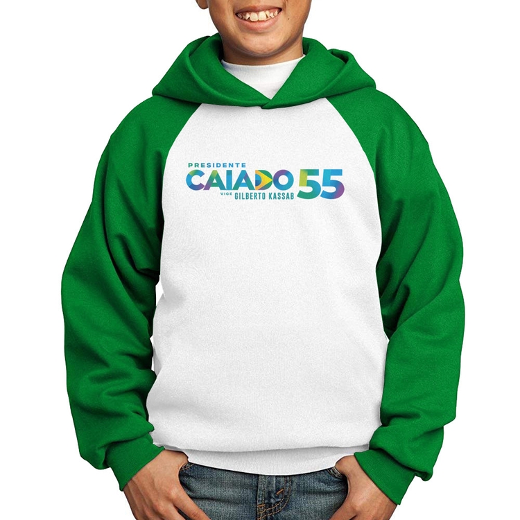 Moletom Infantil Ronaldo Caiado Presidente 2026 PSD 55 - Branco/Verde