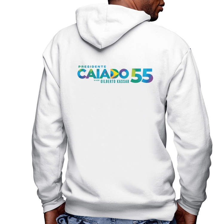 Blusa Moletom Ronaldo Caiado Presidente 2026 PSD 55 Masculina com Capuz e Zíper - Branca