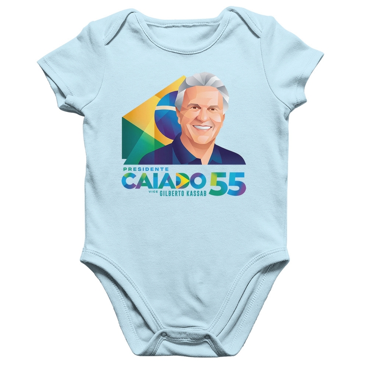 Body Bebê Algodão Ronaldo Caiado Presidente - Azul Bebê
