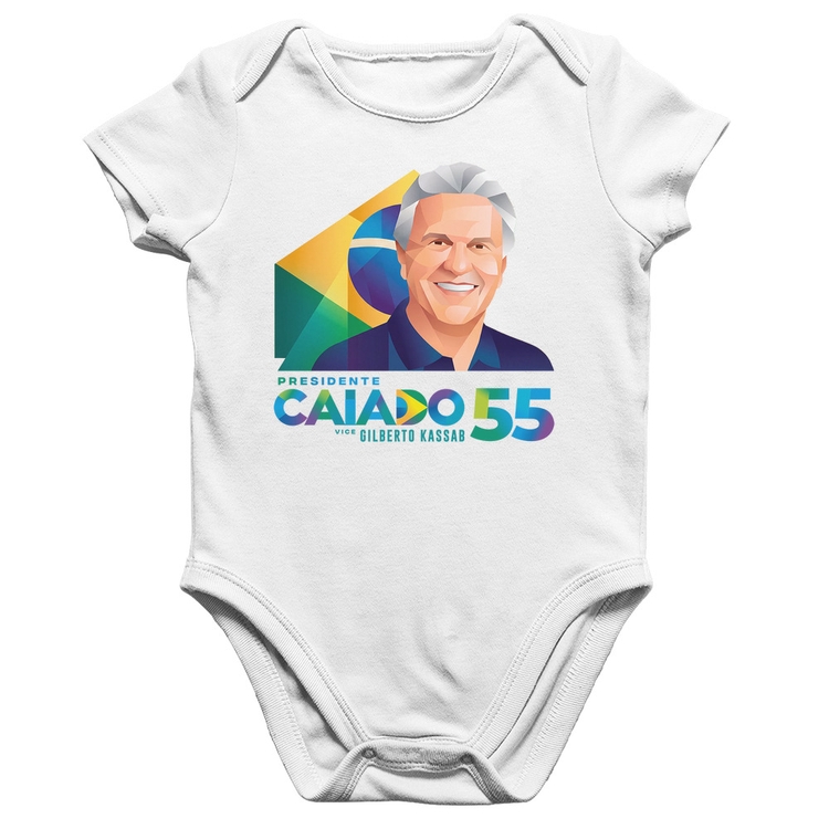 Body Bebê Algodão Ronaldo Caiado Presidente - Branco