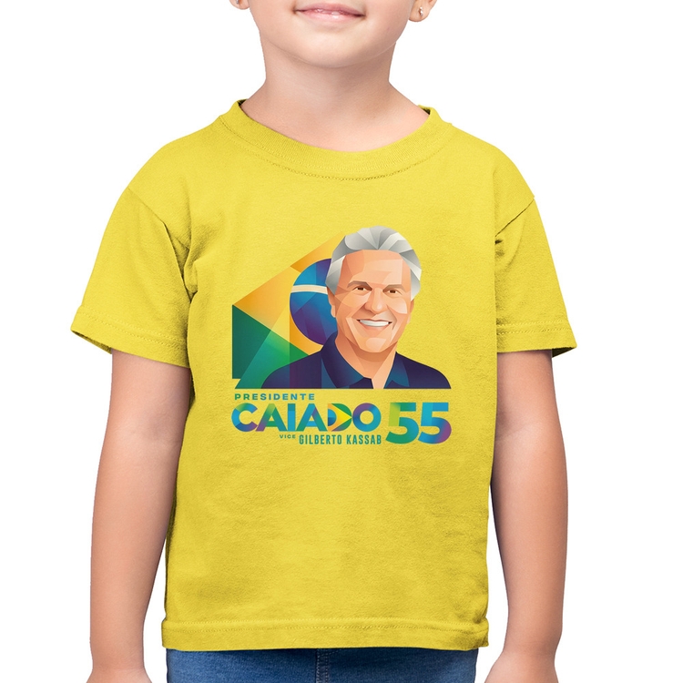 Camiseta Algodão Infantil Ronaldo Caiado Presidente - Amarelo Canário