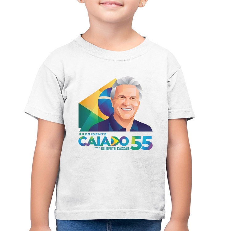 Camiseta Algodão Infantil Ronaldo Caiado Presidente - Branca