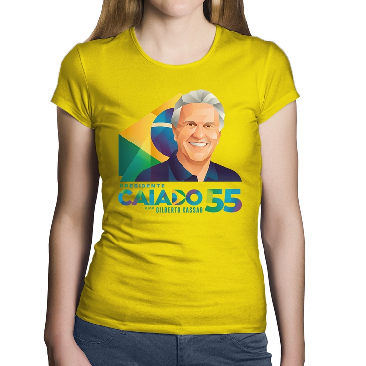 Baby Look Algodão Ronaldo Caiado Presidente - Amarela