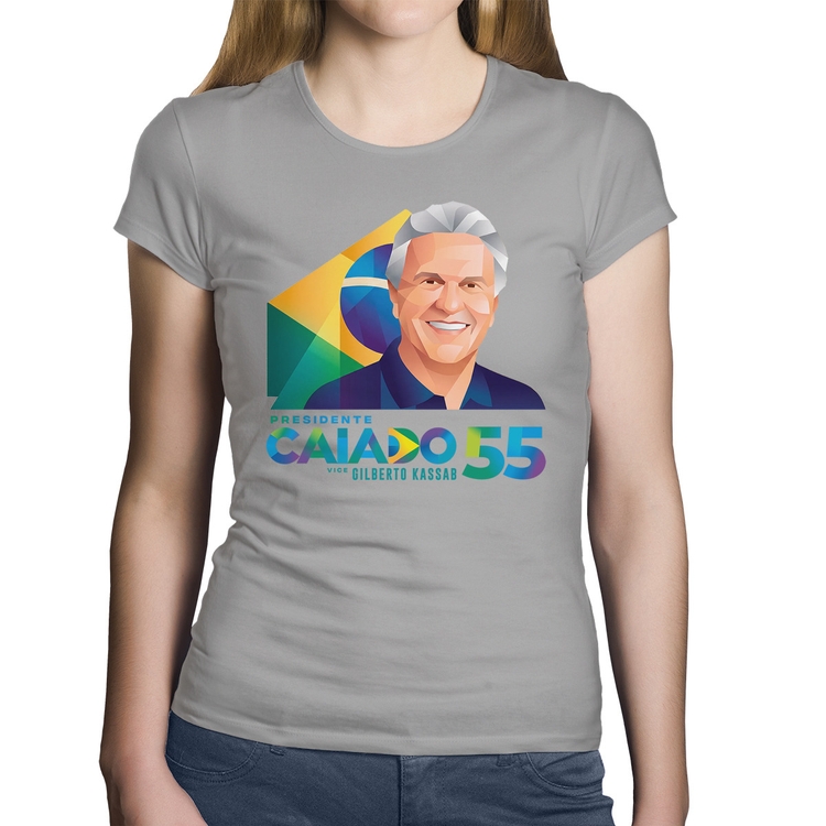 Baby Look Algodão Ronaldo Caiado Presidente - Cinza