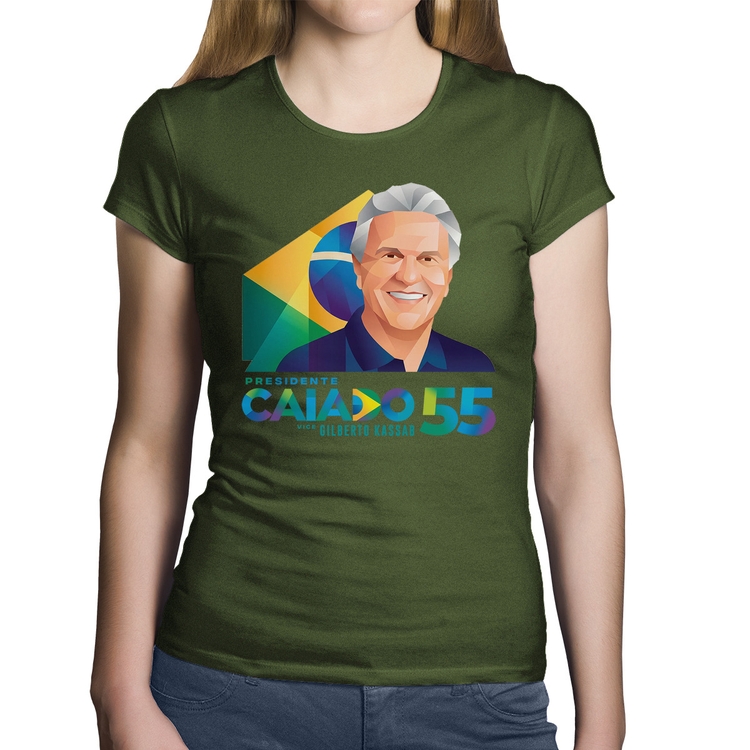 Baby Look Algodão Ronaldo Caiado Presidente - Musgo