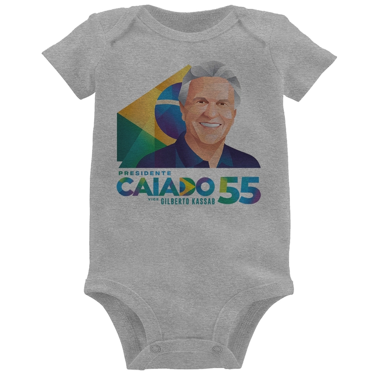 Body Bebê Ronaldo Caiado Presidente - Cinza