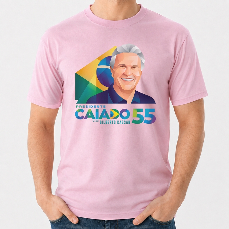 Camiseta Algodão Ronaldo Caiado Presidente - Rosa Bebê