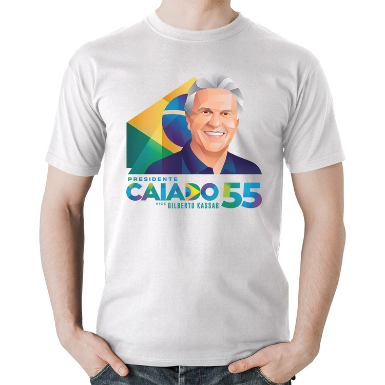 Camiseta Algodão Ronaldo Caiado Presidente - Branca