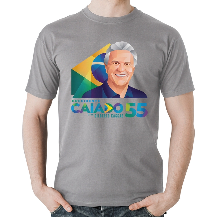 Camiseta Algodão Ronaldo Caiado Presidente - Cinza