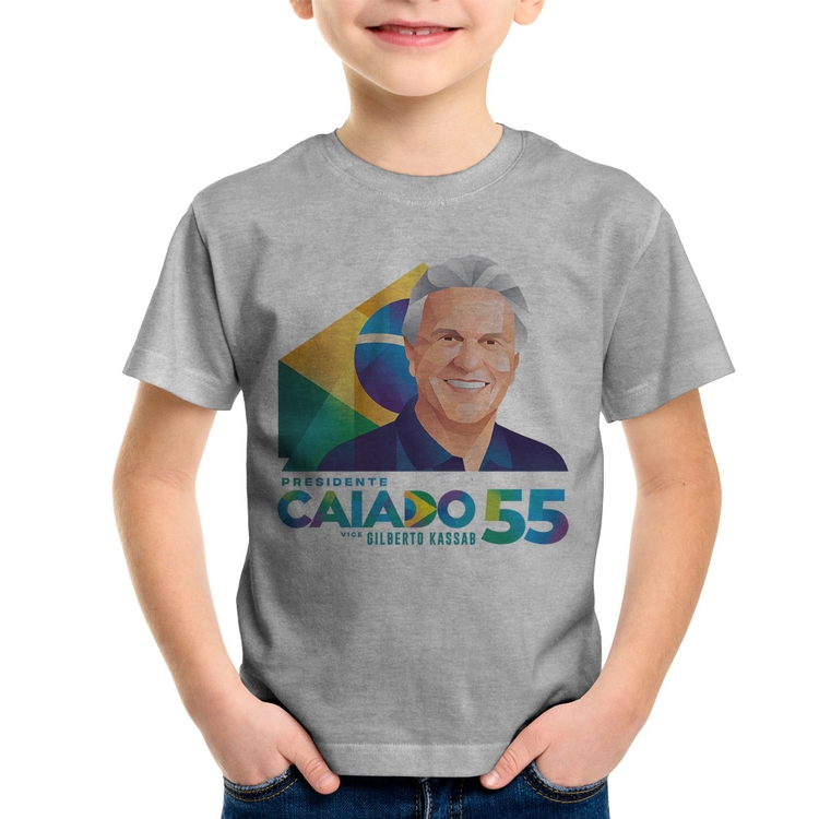 Camiseta Infantil Ronaldo Caiado Presidente - Cinza