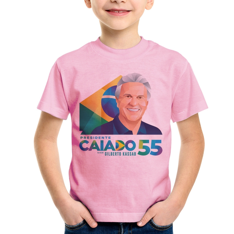 Camiseta Infantil Ronaldo Caiado Presidente - Rosa Bebê