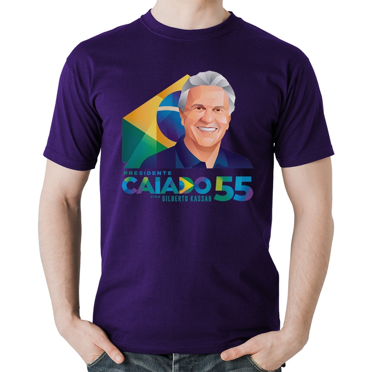 Camiseta Algodão Ronaldo Caiado Presidente - Roxa