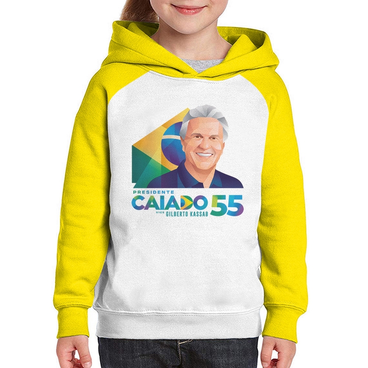 Moletom Infantil Ronaldo Caiado Presidente - Branco/Amarelo