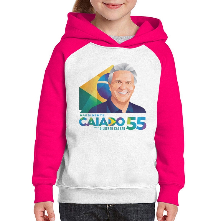 Moletom Infantil Ronaldo Caiado Presidente - Branco/Rosa