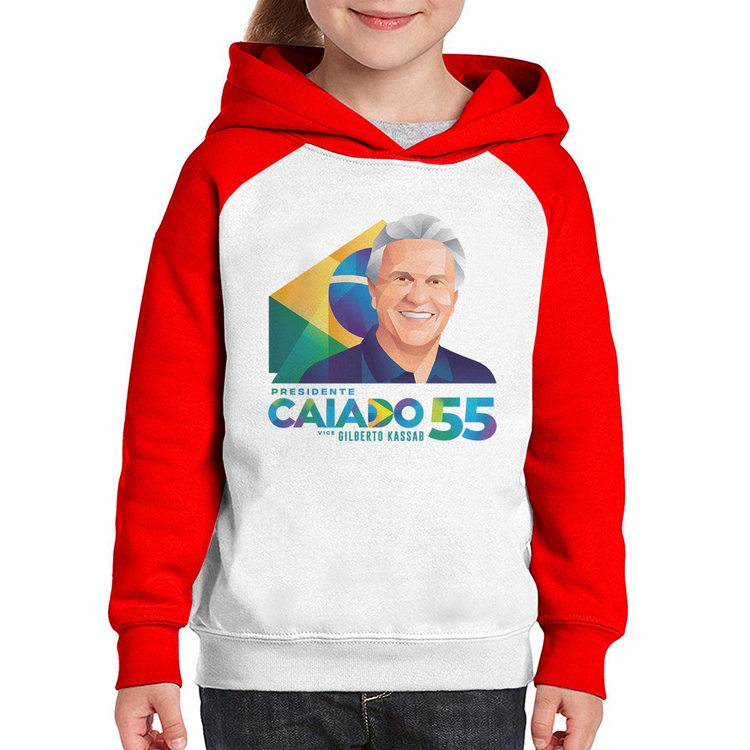 Moletom Infantil Ronaldo Caiado Presidente - Branco/Vermelho