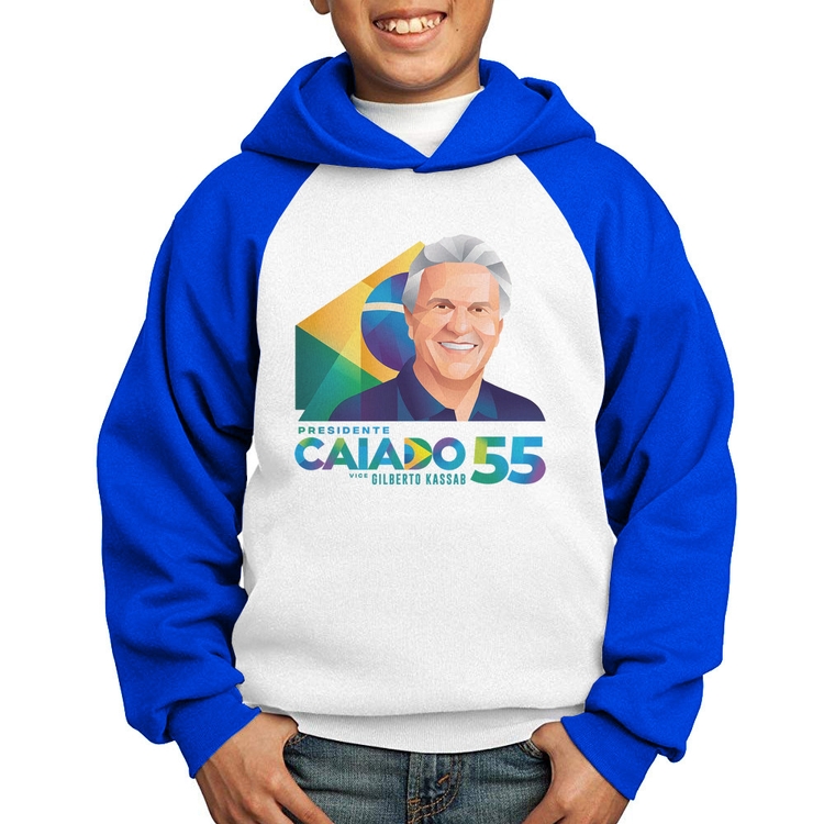 Moletom Infantil Ronaldo Caiado Presidente - Branco/Azul