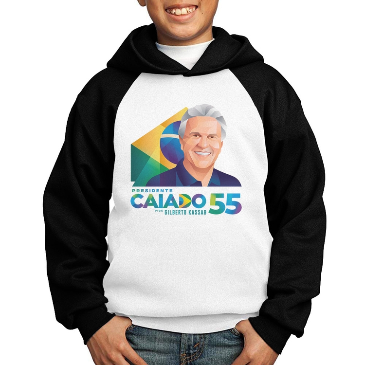 Moletom Infantil Ronaldo Caiado Presidente - Branco/Preto