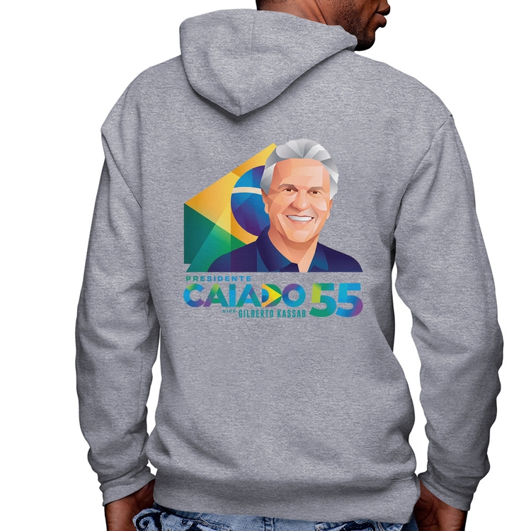 Blusa Moletom Ronaldo Caiado Presidente Masculina com Capuz e Zíper - Mescla
