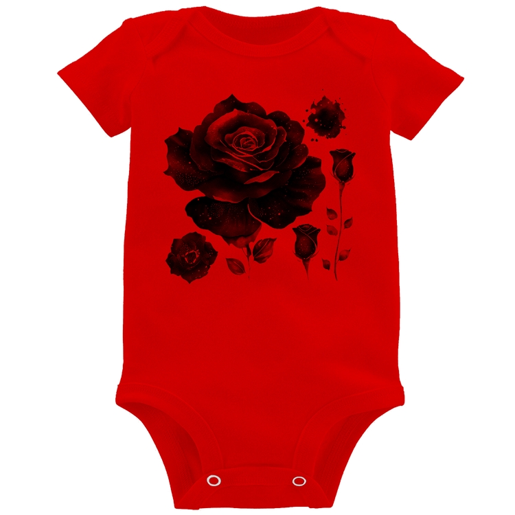Body Bebê Rosas negras - Vermelho