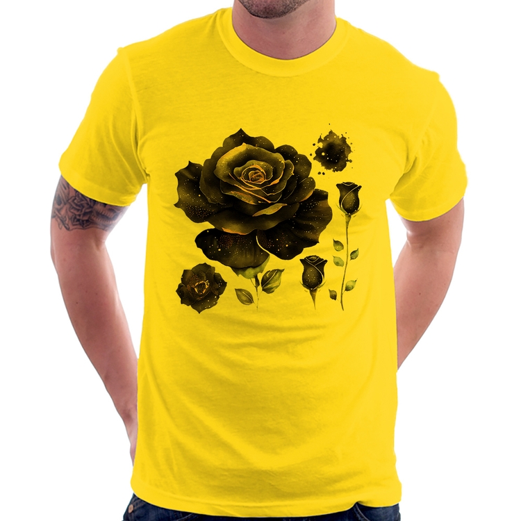 Camiseta Rosas negras - Amarela