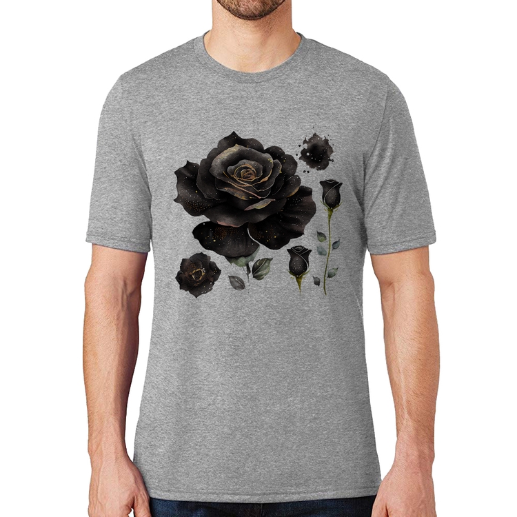Camiseta Rosas negras - Cinza