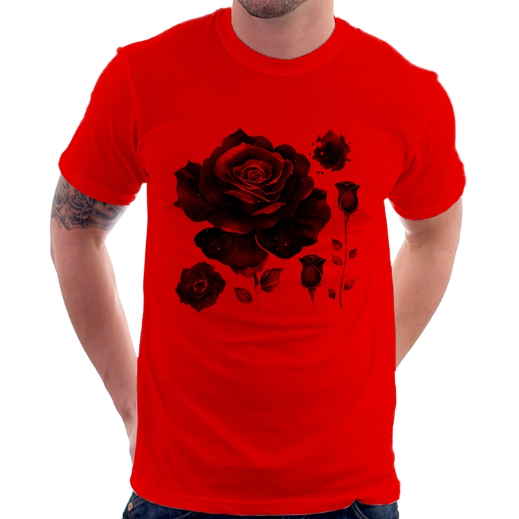 Camiseta Rosas negras - Vermelha