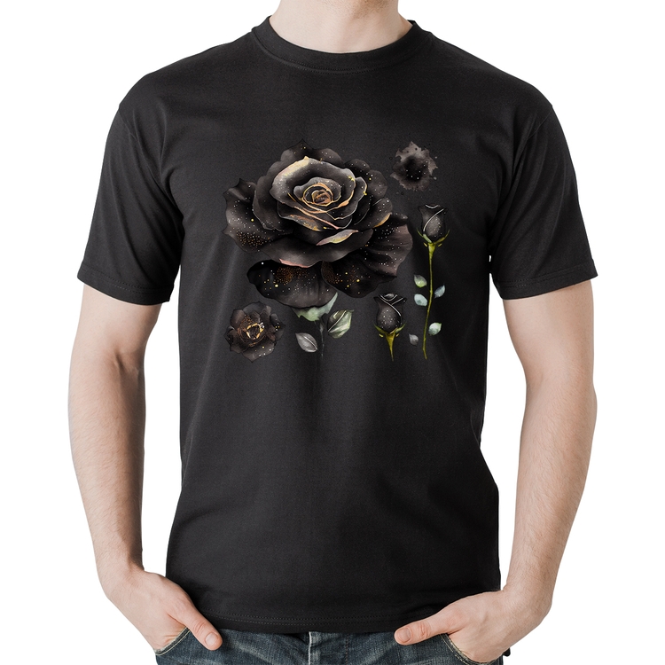 Camiseta Algodão Rosas negras
