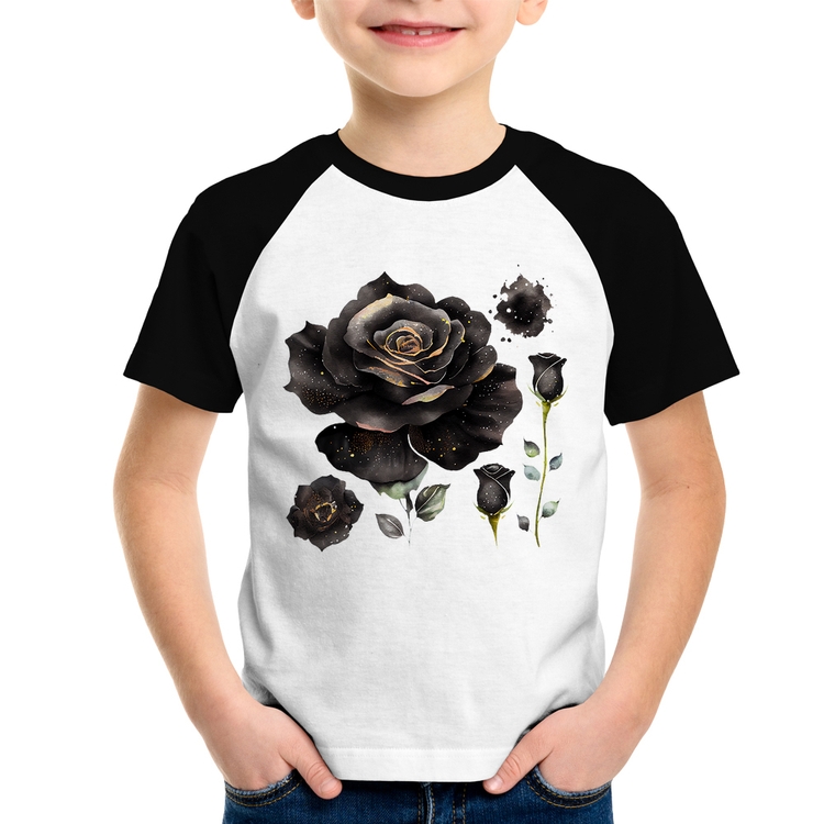 Camiseta Raglan Infantil Rosas negras