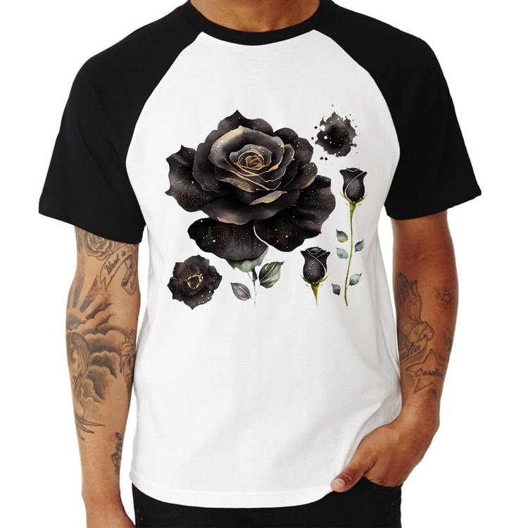 Camiseta Raglan Rosas negras