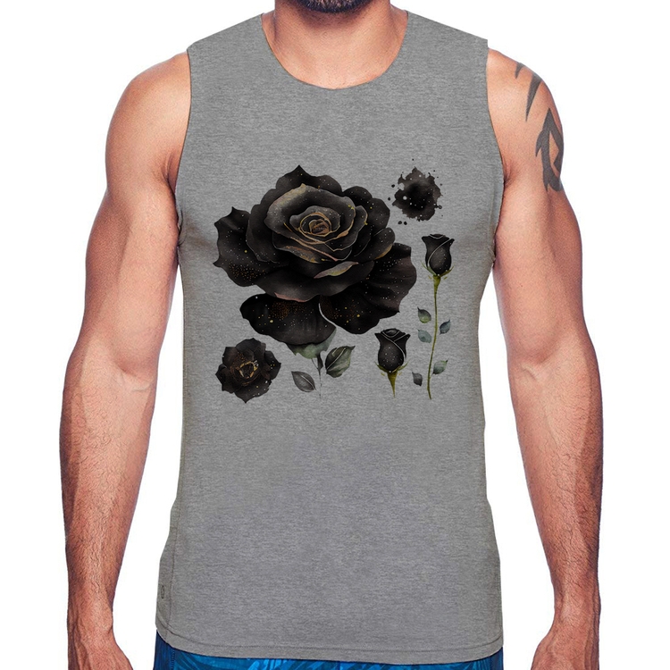 Regata Rosas negras - Cinza